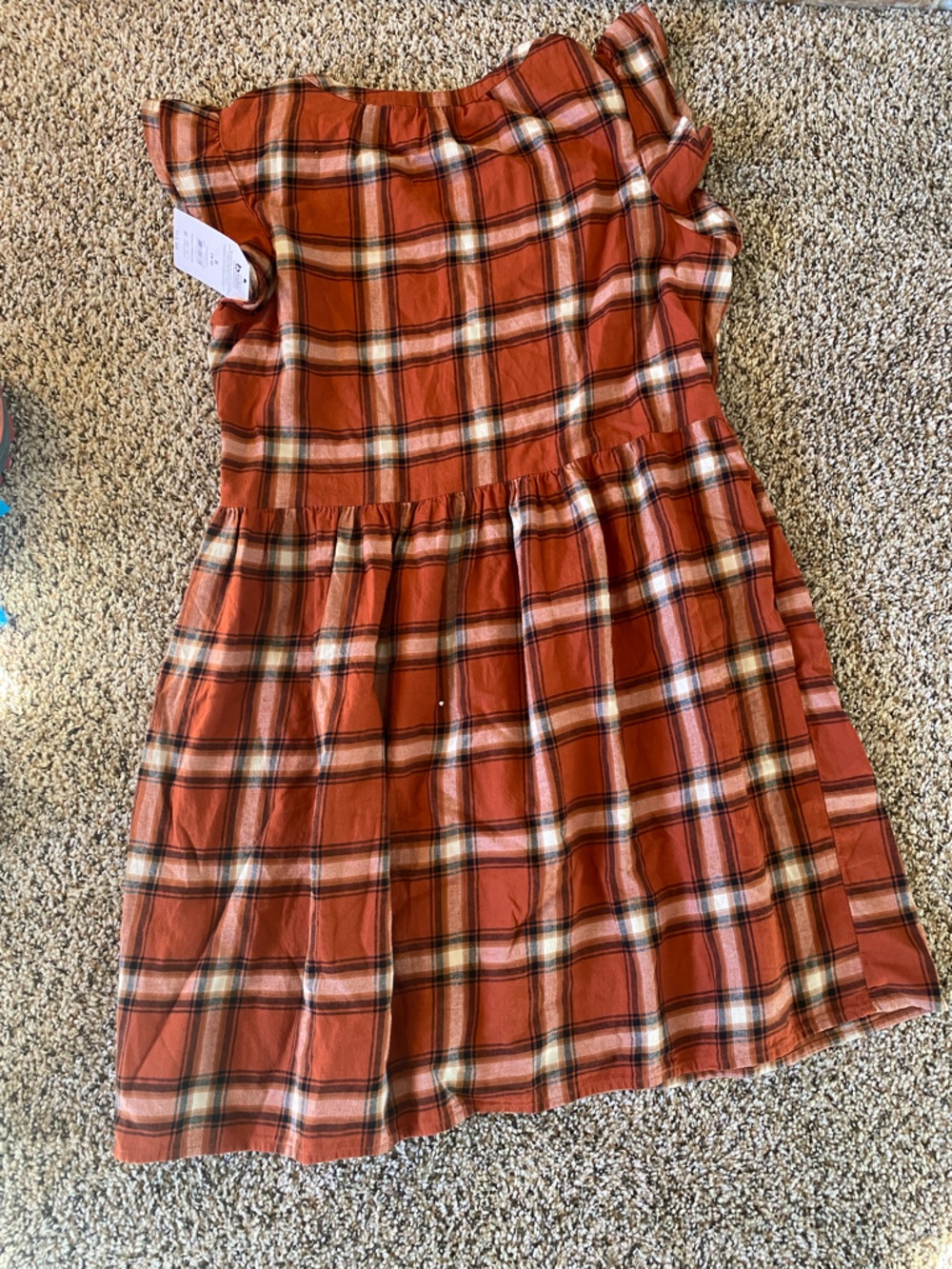 NWT Rust Plaid Button-Front Dress - Picture 5 of 6
